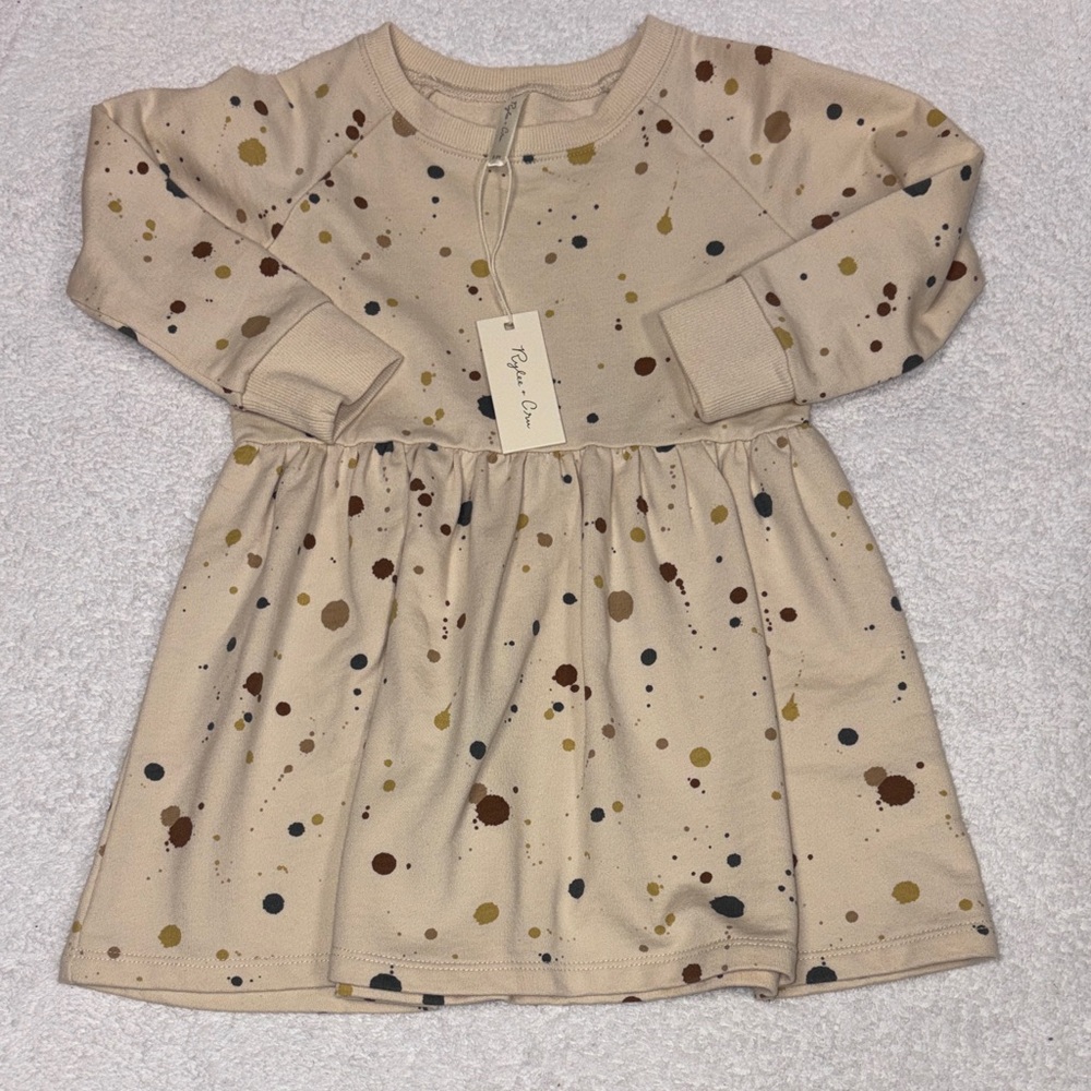 Rylee + Cru Beige Splatter Dot Casual Dress nwt girls 2/3